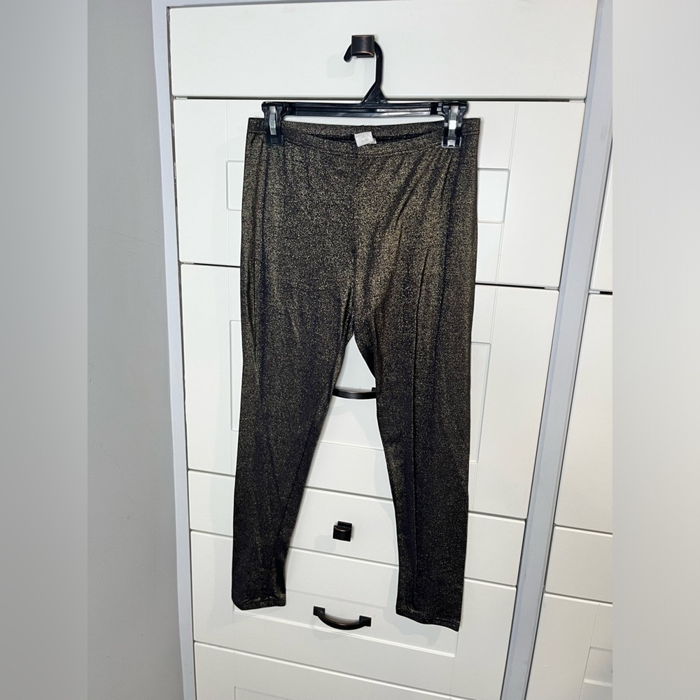 Arianne. Gold and black. Shimmery leggings. Size medium. - Picture 2 of 6
